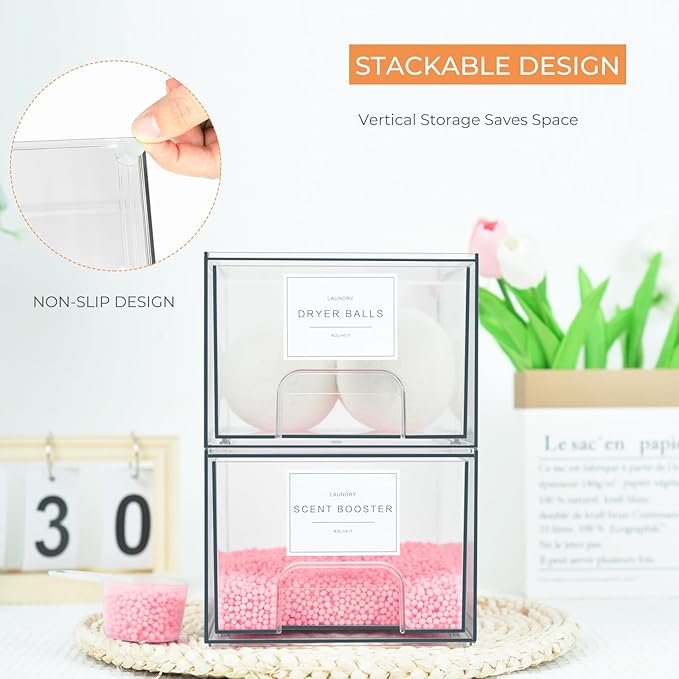 4 Pack Laundry Room Organization Storage Drawers - Image 4