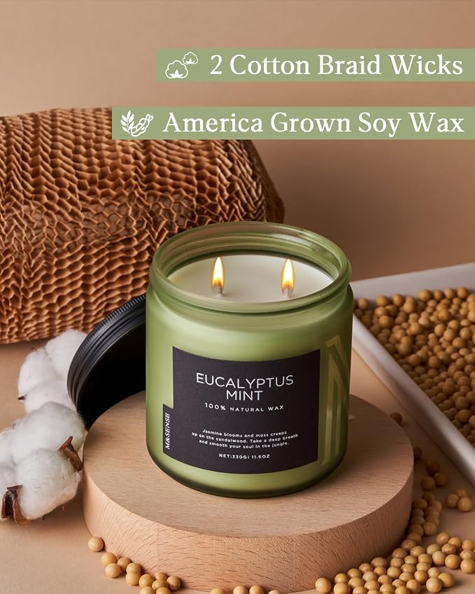 M&SENSE Eucalyptus & Mint Soy Candles - Image 3