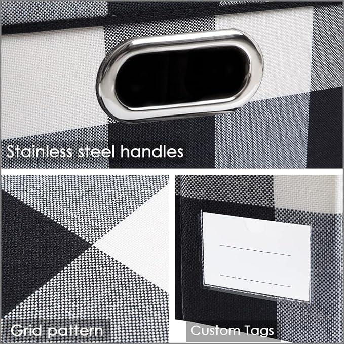 PRANDOM Fodable Storage Bins for Closet Decorative Fabric Storage Baskets Cubes - Image 5