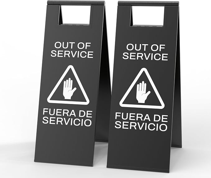 Stainless Steel Out of Service Sign Portable Foldable Sign 2-Pack by CrazyAnt
