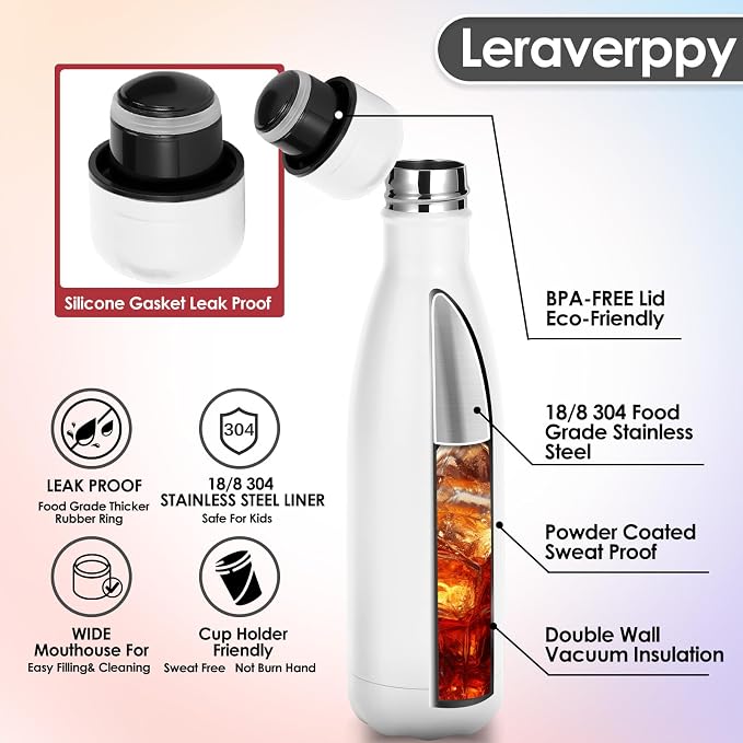 17oz Cola-Bottle Shaped Stainless Steel Leak-proof Water Bottle, Double Wall - Image 4