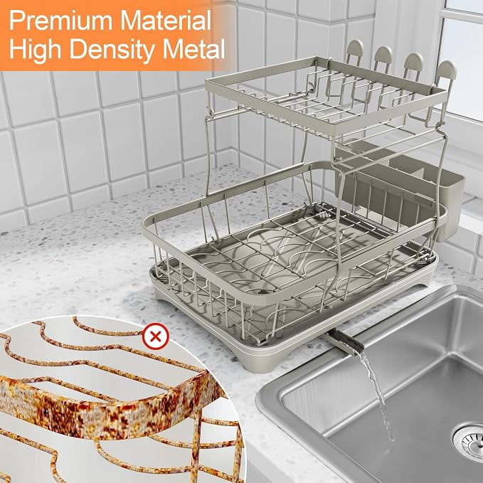 Dish Drying Rack for Kitchen Counter, Two-Tier Dish Rack - Image 5