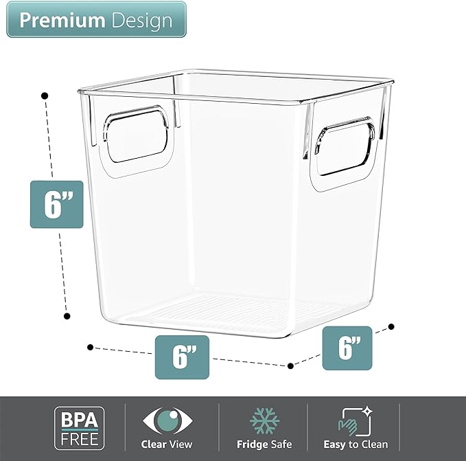 Sorbus 2 Pack Small Clear Plastic Storage Bins, Refrigerator, Under Sink - Image 2