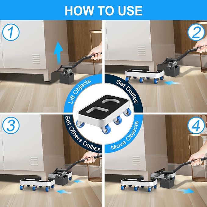 Furniture Dolly with Dual Groove Design: Furniture Sliders with 6 Wheels - Image 8