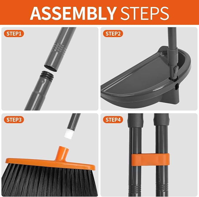 Long Handle Broom with Upright Standing Dustpan Combo - Image 5