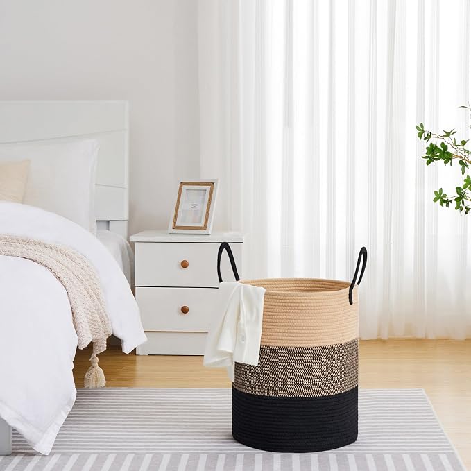 VIPOSCO Large Laundry Hamper, Tall Woven Rope Storage Basket - Image 4