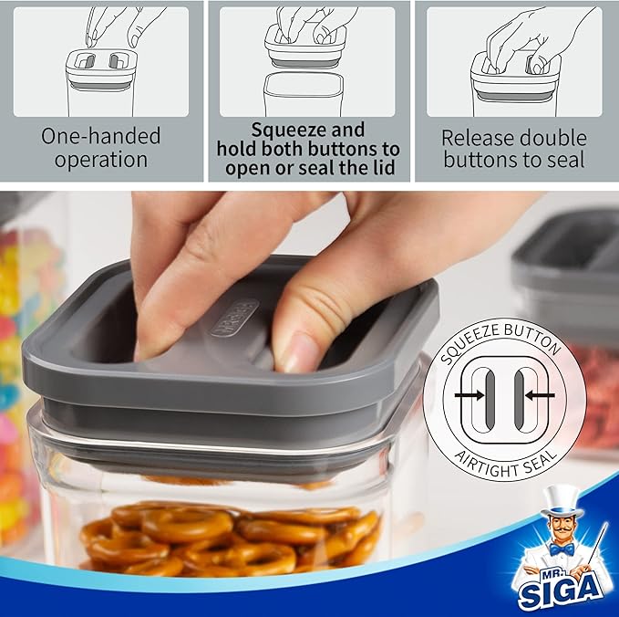 MR.SIGA 4 Pack Airtight Food Storage Container Set, BPA Free Kitchen Pantry - Image 3