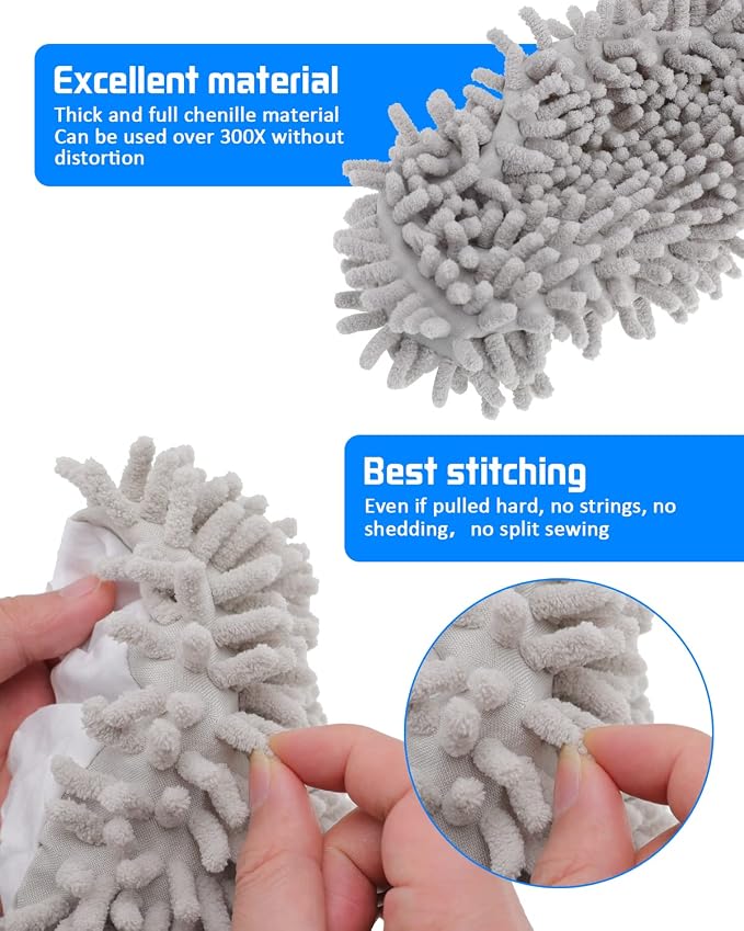 8 Pcs Mop Slippers Socks Floor Cleaning, Microfiber Shoe Covers dust Washable - Image 3