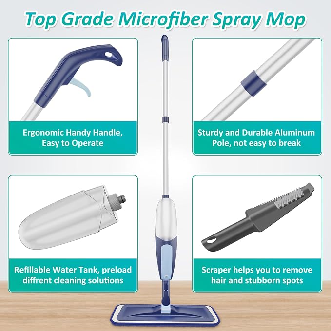 Spray Mops for Floor Cleaning, TRAV-ROUND Microfiber Wood Floor Mop - Image 5
