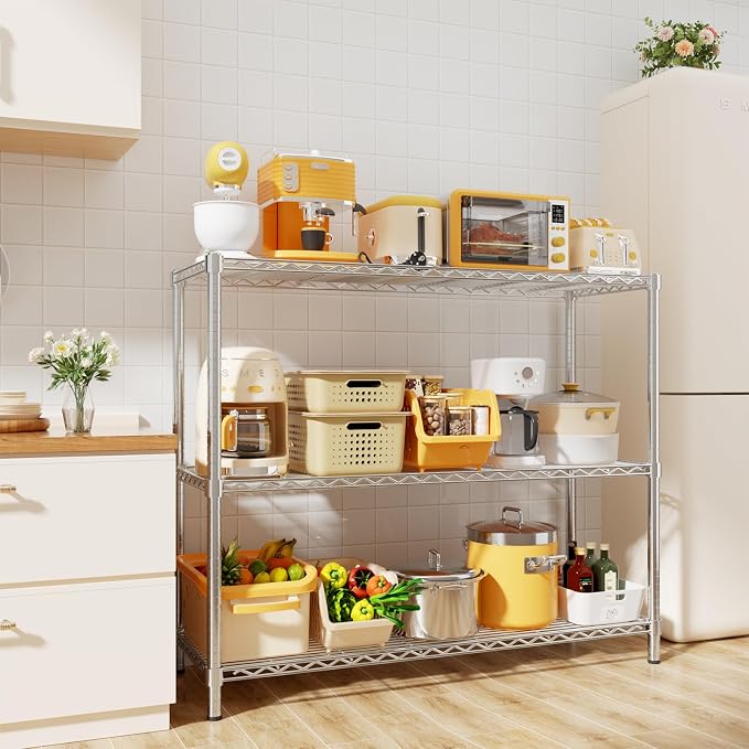 Storage Shelves, 3-Tier Adjustable Metal Industrial Utility Shelf Rack - Image 2