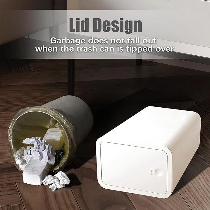 TIPGO Bathroom Trash Can with Lid, 10 Liter/ 2.6 Gallon Slim Garbage Can - Image 7