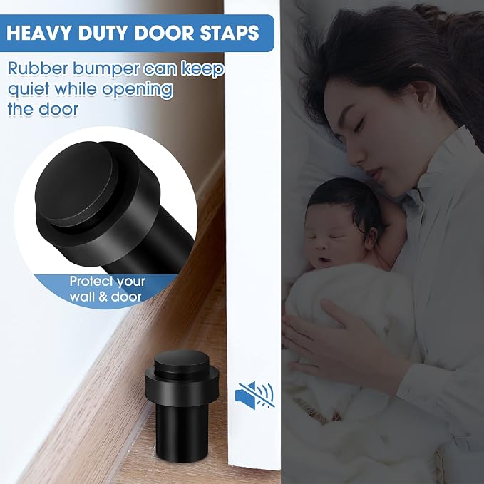 Chumia 20 Pcs Door Stopper Mounted Floor Stops Stainless Steel Cylindrical - Image 5