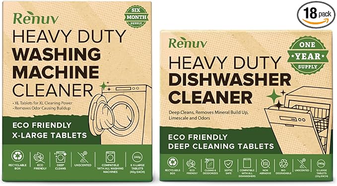 Renuv Washing Machine Cleaner + Dishwasher Cleaner Bundle by Renuv