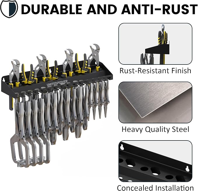 UNITEDPOWER Vise Grip Holder, Wall Mount Pliers Storage Rack Organizer - Image 4