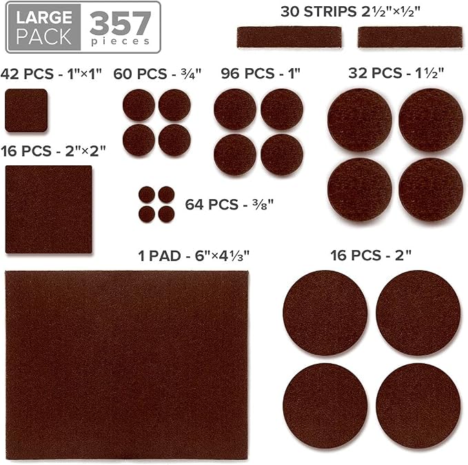 X-PROTECTOR 357 pcs Premium Huge Pack Felt Furniture Pads! Quantity of - Image 5