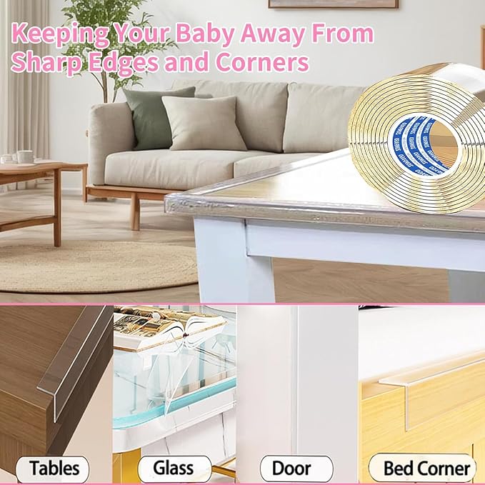 Clear Soft Corner Protectors for Furniture Strip, 0.8in x13FT, 2 RollSharp Edge - Image 6