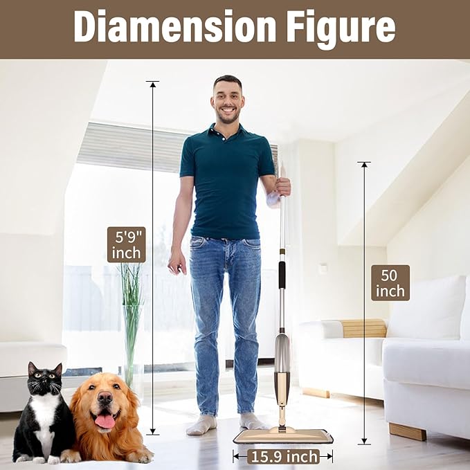 Mops for Floor Cleaning, 50 inch Spray Mop - Image 5
