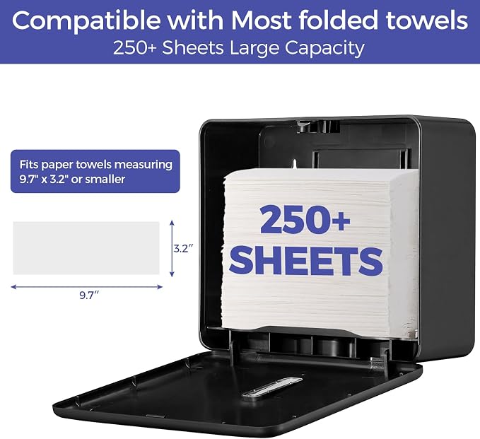 2-Pack Multifold Paper Towel Dispenser Wall Mount – Large Capacity C-Fold - Image 2