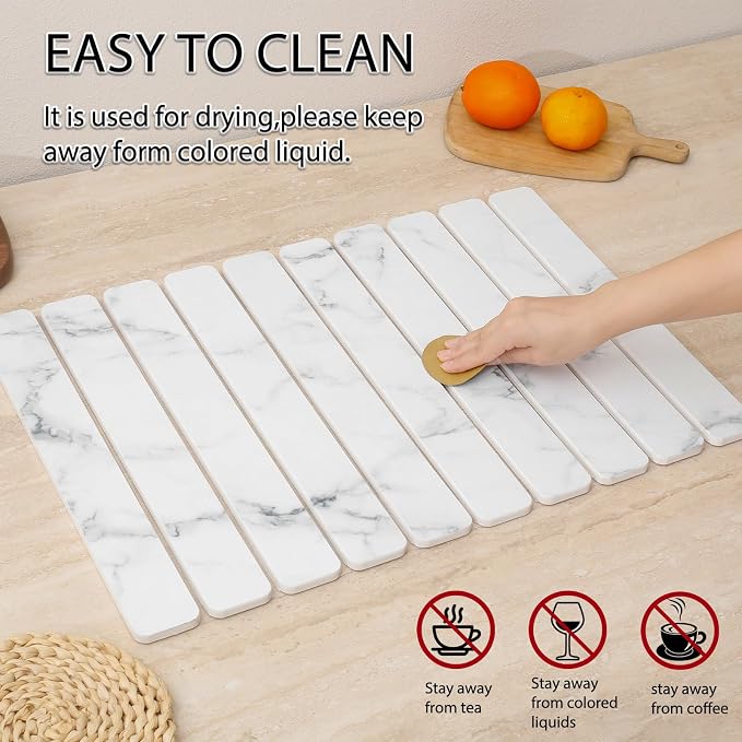 Stone Drying Mat for Kitchen Counter 24"×16", Large Dish Drying Mat - Image 2