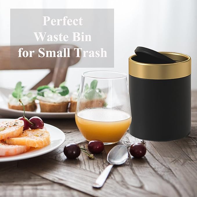 Mini Trash Can with Lid, Metal Small Tiny Mini Trash Bin Can, Mini Countertop - Image 5