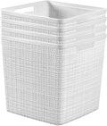 Curver Jute Decorative Plastic Organization and Storage Basket Perfect Bins by Curver