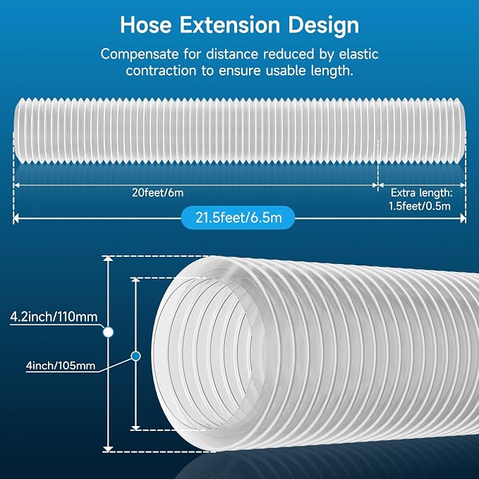 Hon&Guan 4" x 20' Dust Collection Hose, Flexible Clear Odorless PVC Dust - Image 5