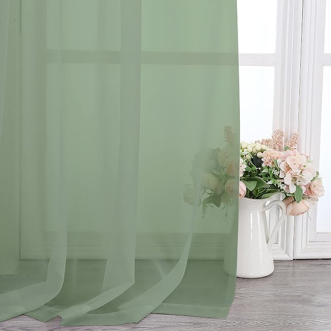 Chyhomenyc Sheer Window Curtains 144 inch Extra Long 2PCS, Airy Scarf Drapes - Image 7