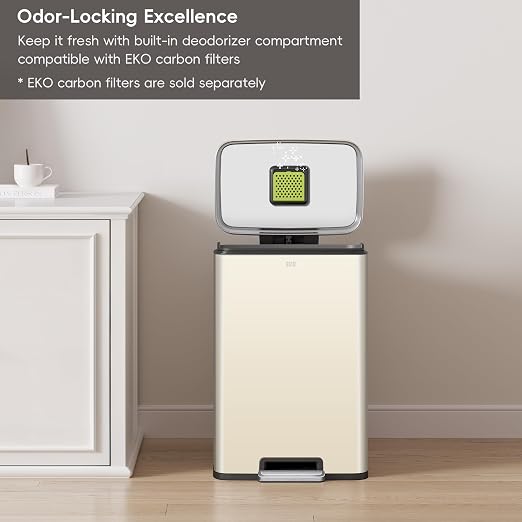 EKO Madison Vanilla Stainless Steel 50 Liter/13.2 Gallon Step Trash Can - Image 8