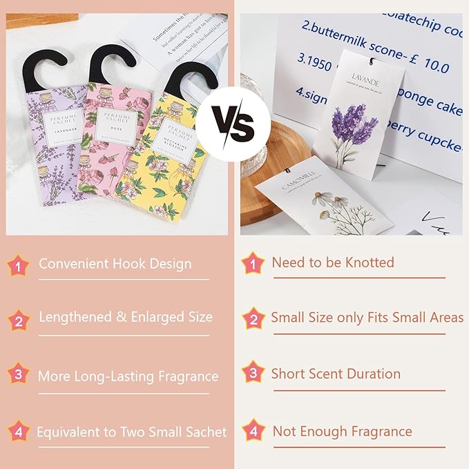 ROSE COTTAGE Large 12 Packs Rose Hanging Closet Deodorizer Air Freshener Long - Image 4