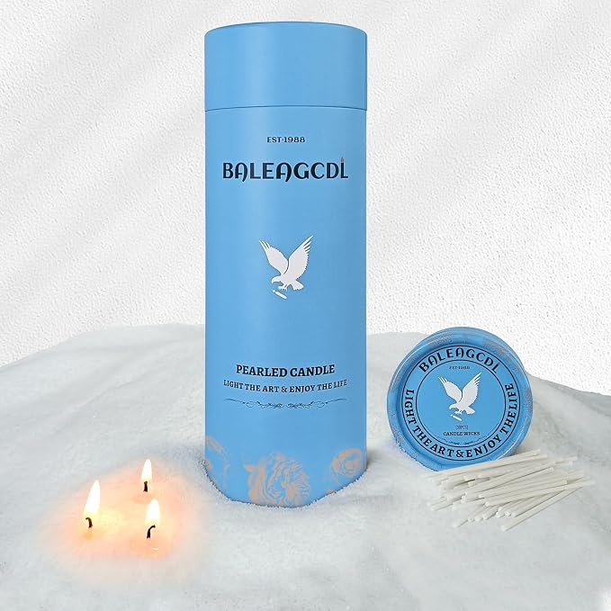 Unscented White Pearled Candle 18oz Luxury Sand Candle Granulated Wax by ZECHKAVAA