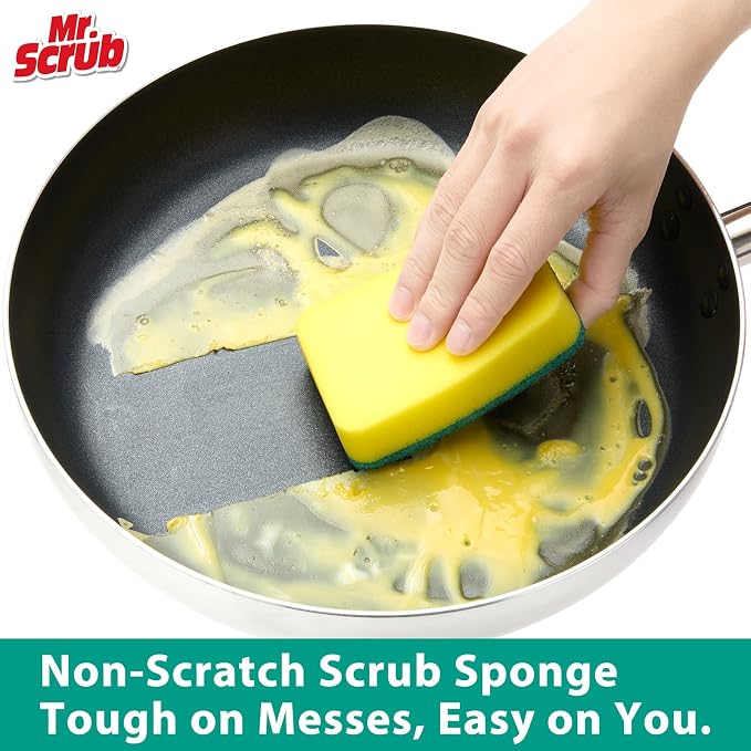 Sponges Kitchen Scrub Dish Sponge Scouring Pad, 24 Pack Cleaning Brush Scrubber - Image 2
