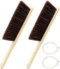 2 Pieces Hand Brushes for Cleaning Long Handle, Wooden Dust Brush Plastic by homfanseec