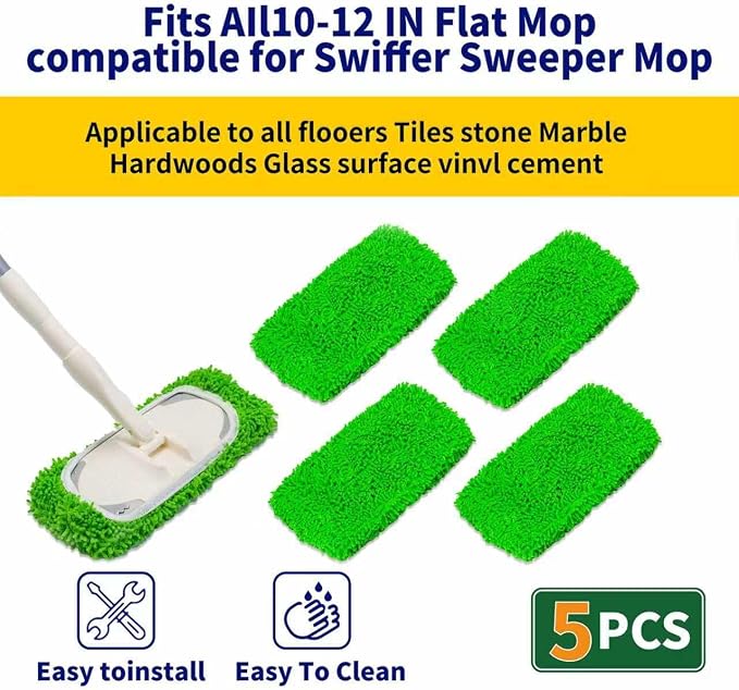 5 Pack Wet Mop Pads Refills for Swiffer Sweeper Mop Microfiber Reusable - Image 2