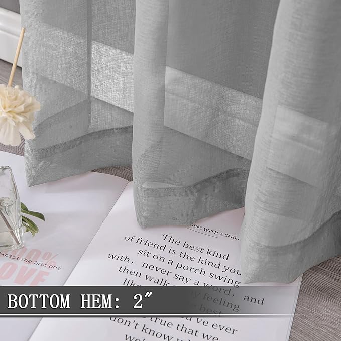 Tollpiz Short Sheer Tier Curtains Linen Textured Half Kitchen Curtain Sheers - Image 4