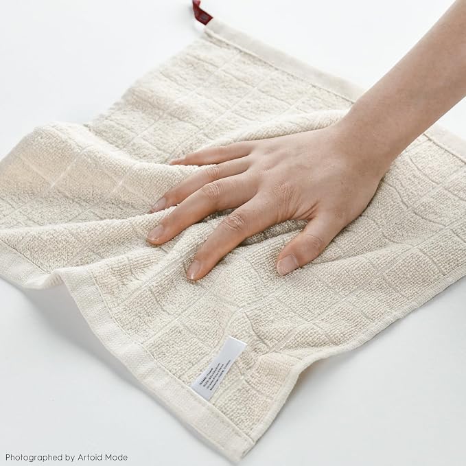 Artoid Mode Checkered Designed Cotton Beige Grey Terry Kitchen Dish Cloths - Image 5
