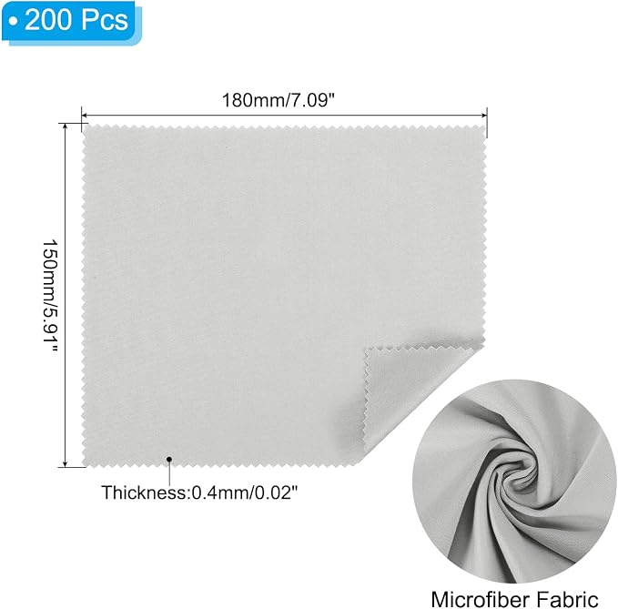 PATIKIL Eyeglass Microfiber Cleaning Cloth 7"x6", 200 Pack Glasses Cleaning - Image 2