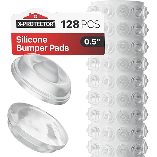 X-Protector Cabinet Door Bumpers 128 PCS – 1/2" Silicone Clear Bumpers – Ideal by X-Protector