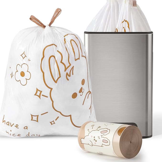 13 Gallon Trash Bags with Cute Rabbit Printed & Drawstring, Tear-Resistant Tall by Unknown