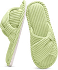 Evshine Summer House Slippers for Women Corduroy Cross Bow Indoor Slippers Open by Evshine
