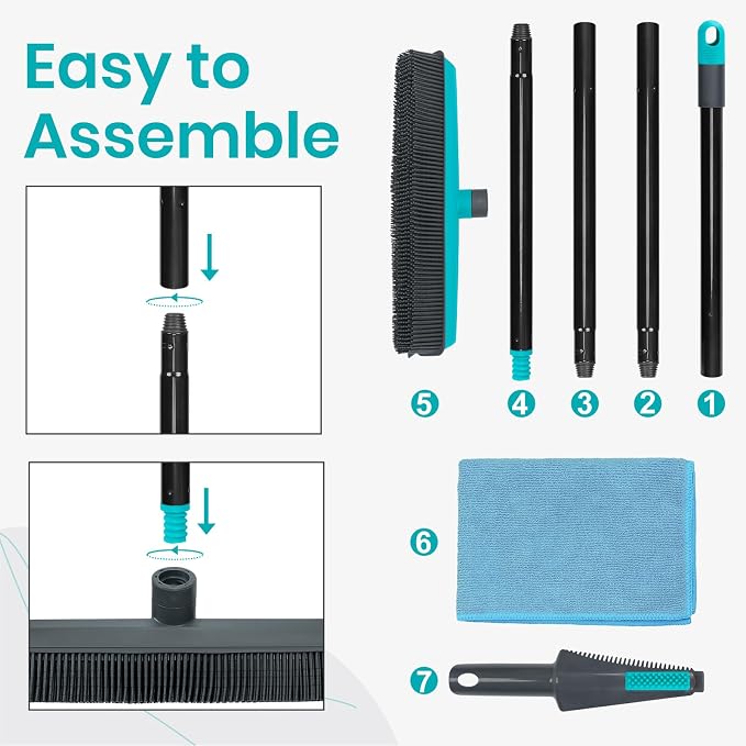MAVRIZ Pet Hair Removal Broom Carpet Rake Rubber Broom - Image 5