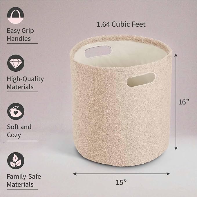 PUTSKA Basket – Round Storage for Clothes – Soft Baby Girl Basket for Nursery - Image 3