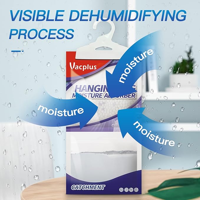 Vacplus Moisture Absorbers, Hanging Closet Dehumidifier Bags, Humidity Packs - Image 3