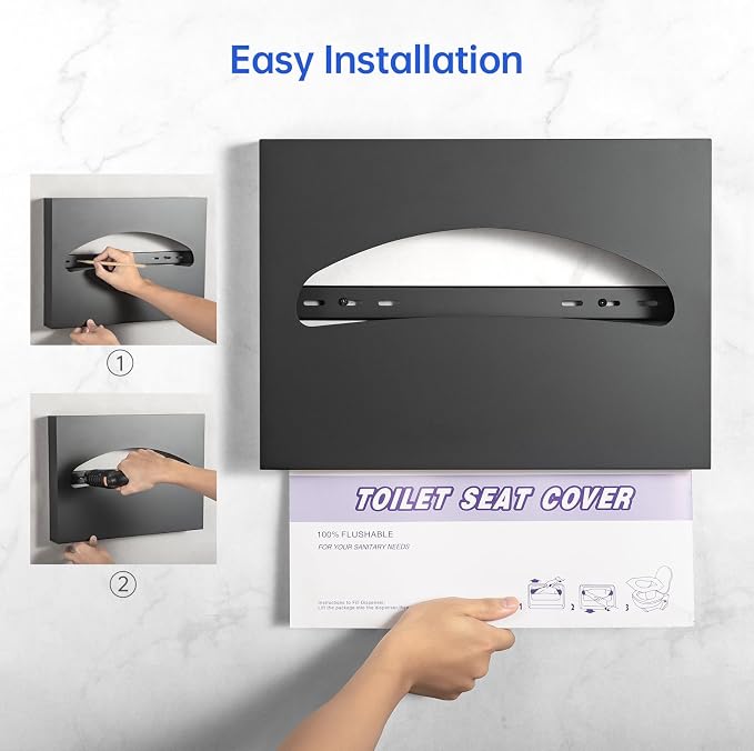 Toilet Seat Cover Dispenser Wall Mounted Stainless Steel Matte Black - Image 3