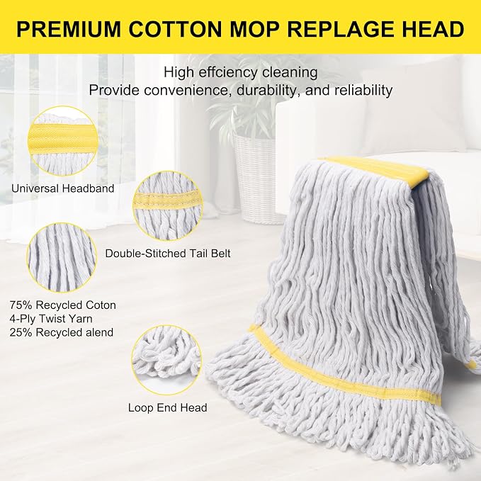 KeFanta 6 Pack Heavy Duty Commercial Mop Head Replacement, Wet Industrial - Image 6