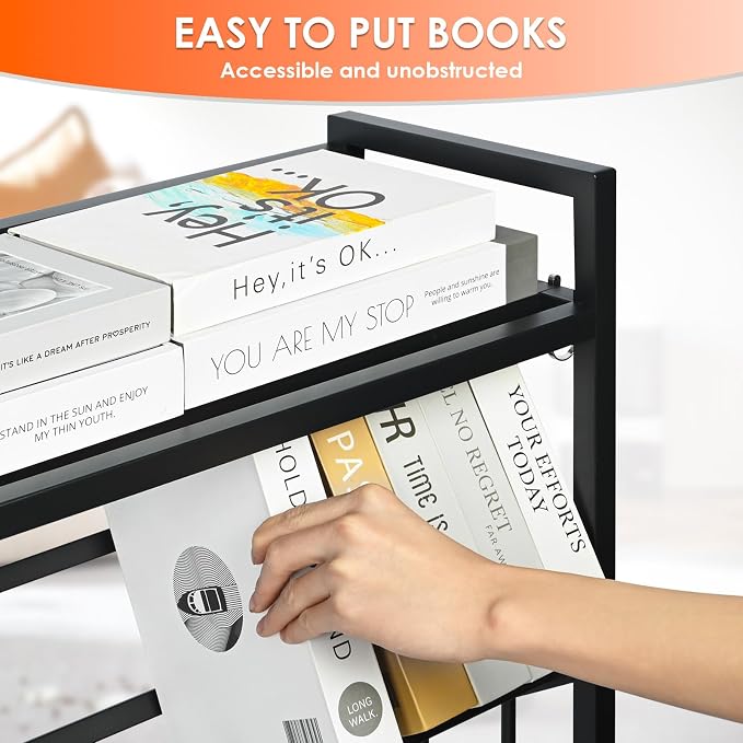 Book Carts 3 Tier 35.4x32x9.84 in Rolling Book Cart Large Capacity Bookshelf - Image 4