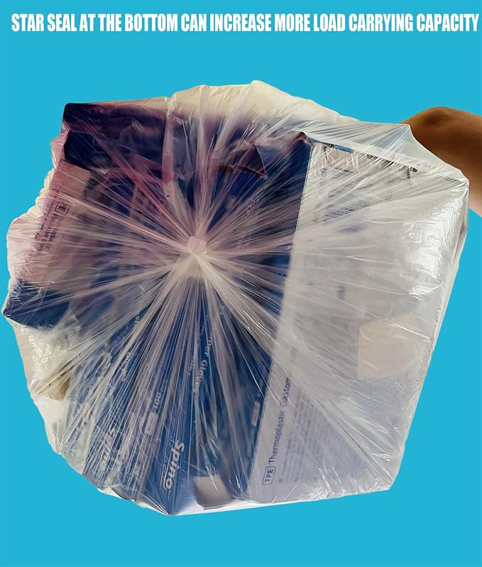 40-45 Gallon Lawn & Leaf Trash Bags, Heavy Duty Clear Plastic Recycling Bags - Image 5