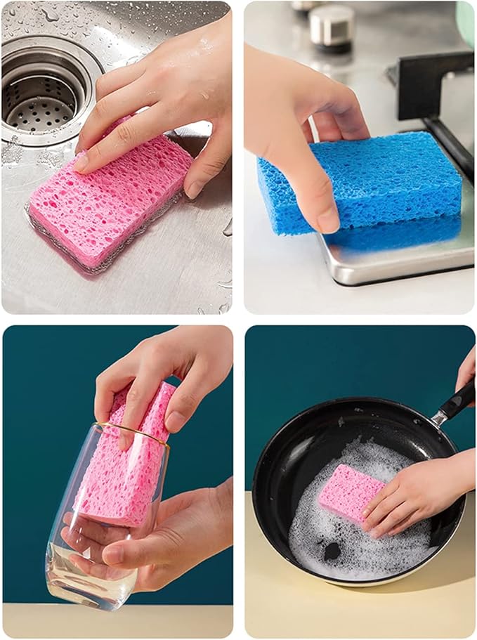 METUUTER 24-Count Cleaning Scrub Sponge- Compressed Cellulose Sponges - Image 4