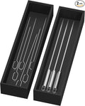 Bamboo Drawer Organizer, Narrow Silverware Organizer by Lixple
