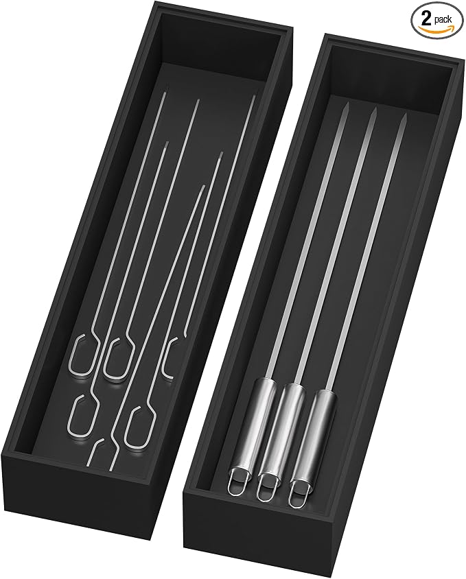 Bamboo Drawer Organizer, Narrow Silverware Organizer by Lixple