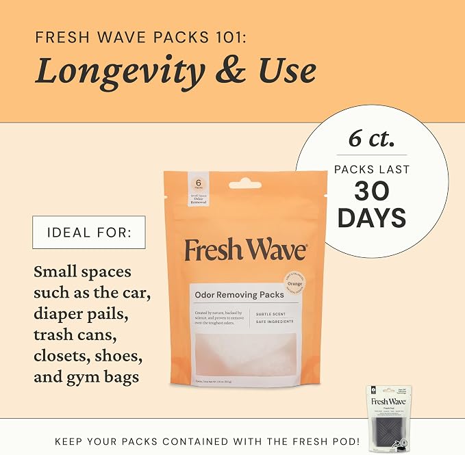 Fresh Wave Orange Odor Eliminating & Deodorizing Packs | Bag of 6 - Image 5